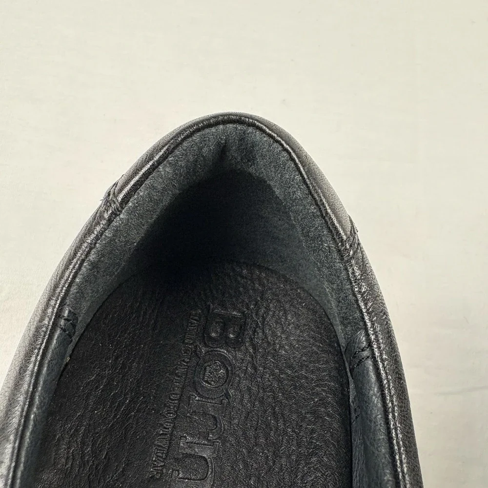BORN Weston Soft Leather Slip On Moccasin Driving Shoes 10.5M Black EUC